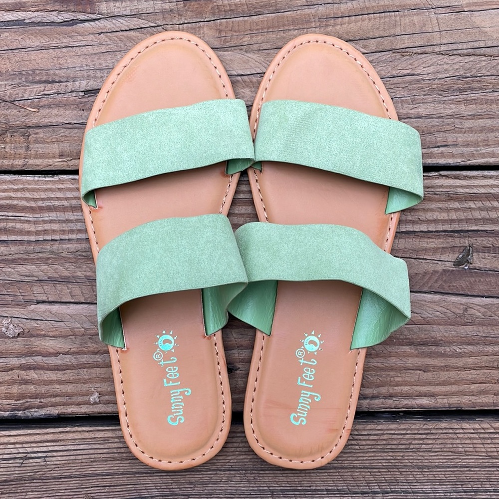 Light Green Double Strap Sandals